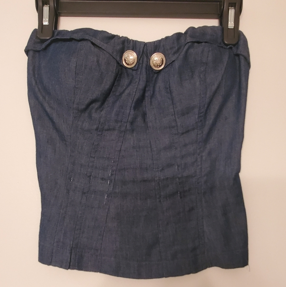 Soft denim bustier top